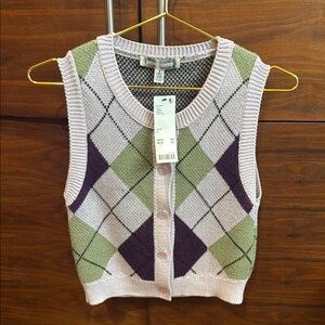Urban Outfitters Argyle Knit Sweater Vest - Purple and Green sz S P NWT*